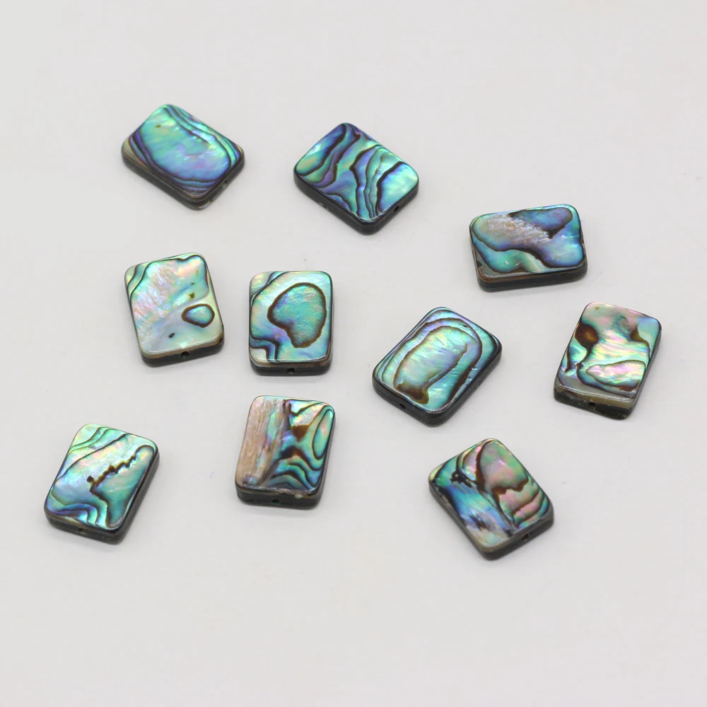 Natural Shells Abalone Rectangular Beads Pendant For Jewelry Making DIY Necklaces Bracelet Accessories Charms Gift Decor 12x16mm