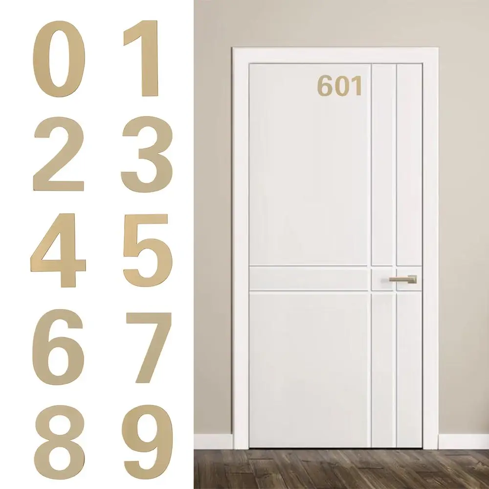 Gold Acrylic Numeral Door Plaque Modern Self-adhesive Door Plate Number Hotel Home Sticker Address House Drawer Sign Label