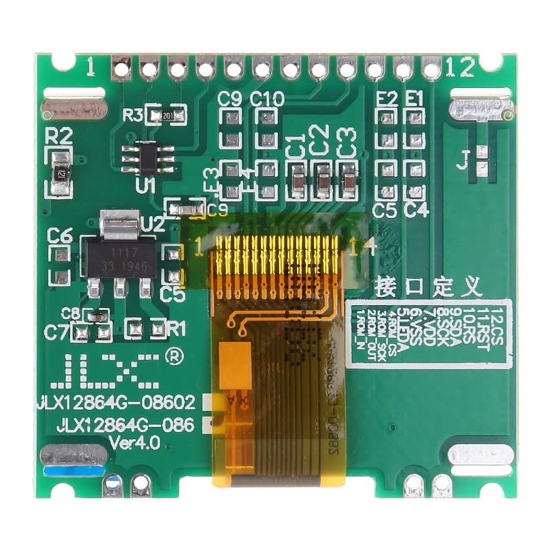 12864 128X64 Serial SPI Grafis COG Modul LCD Tampilan Layar Build-In LCM