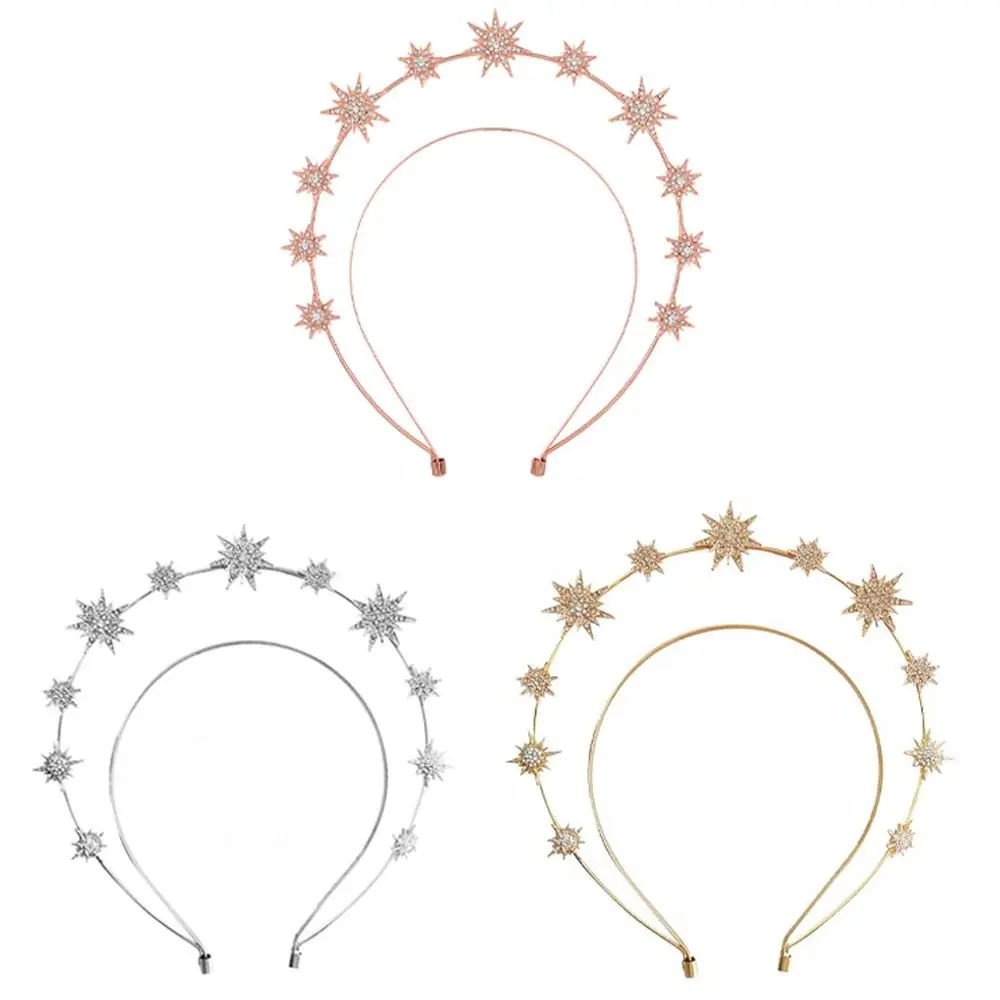 Fashion Baroque Style Rhinestone Star Hair Band Double Star Zirconia Hair Band Wedding Headdress Korean Simple Headwear