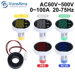 AC60-500V 0-100A 20-75Hz Voltage Current Frequency Combo Meter AC LED Digital Voltmeter Ammeter Hertz Meter Volt Amp Hz Tester