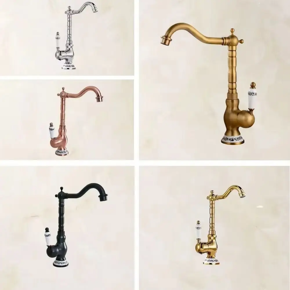 سطح الخيالة النحاس السيراميك قاعدة مقبض الحمام بالوعة المطبخ حوض قطب صنبور ثقب واحد صنبور الساخن والبارد صنبور حوض خلاط mzh034 #1