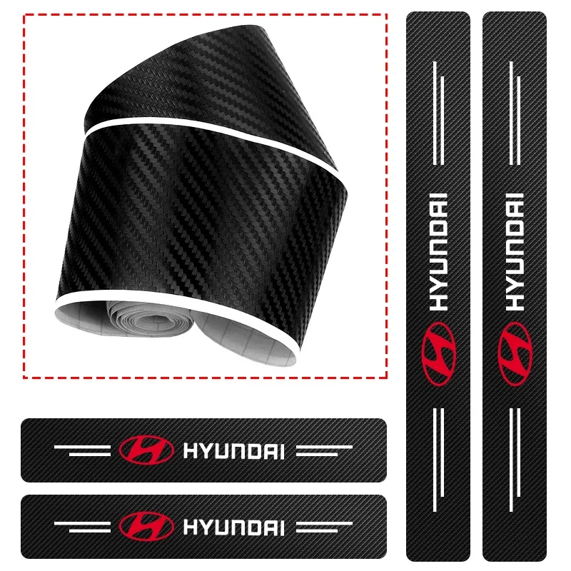 4 قطعة ألياف الكربون سيارة ملصق السيارات عتبة الباب ملصقات مقاومة للماء لشركة هيونداي i30 توكسون i20 أكسنت i10 إلنترا فيلوستر #5