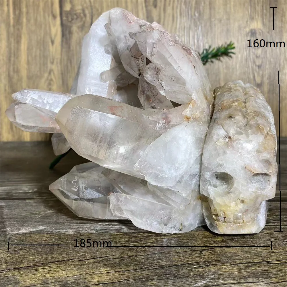 2633gCrystal Natural Clear Quartz Skull Specimen Stone Carving Crafts Gemstones Minerals Spiritual Ornaments Home Decoration