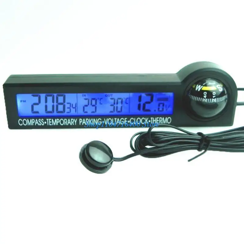 y1gd Thermometer 12V Meter Alarm Backlight Temporary Parking Decoration