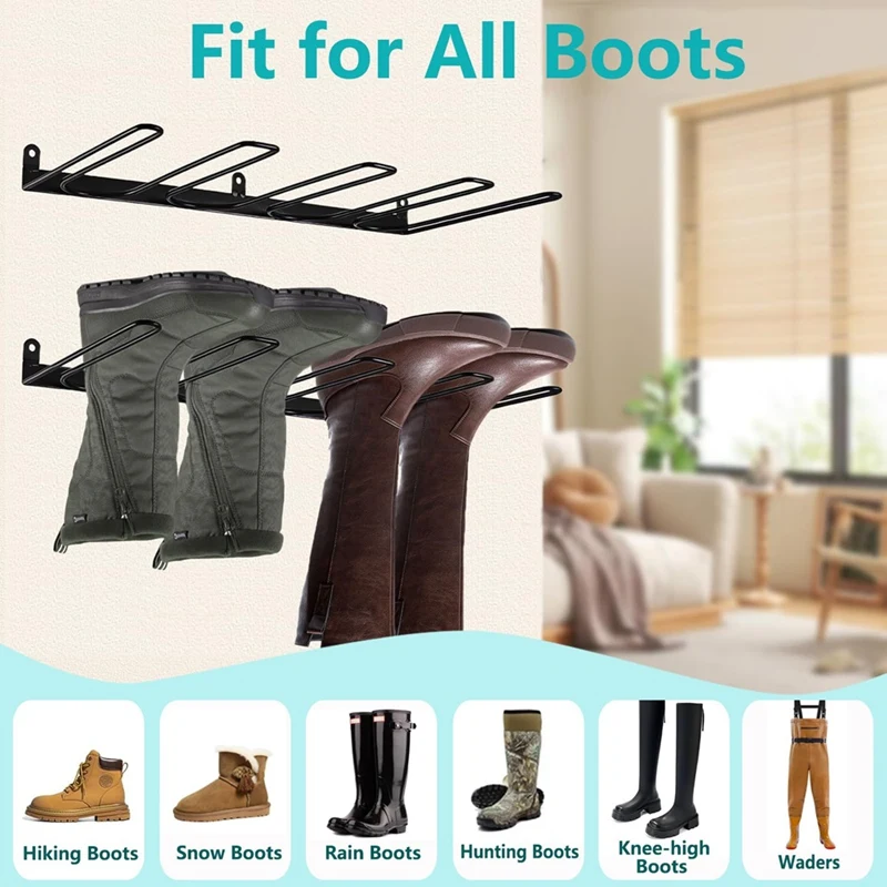 Boot Rack Wall Mount - Space Saving Boot Racks Organizer Tall Boots Storage for Cowboy Shoes-AD23 view 4