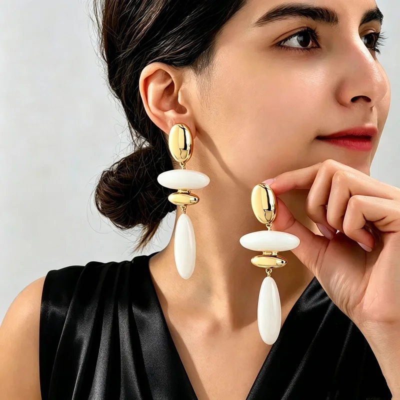 Long Drape-Shaped Multi-Colored Enamel Stud Earring Women Girls Gifts Fashion Jewelry Accessories Hot Sale Party Gift 2026 New
