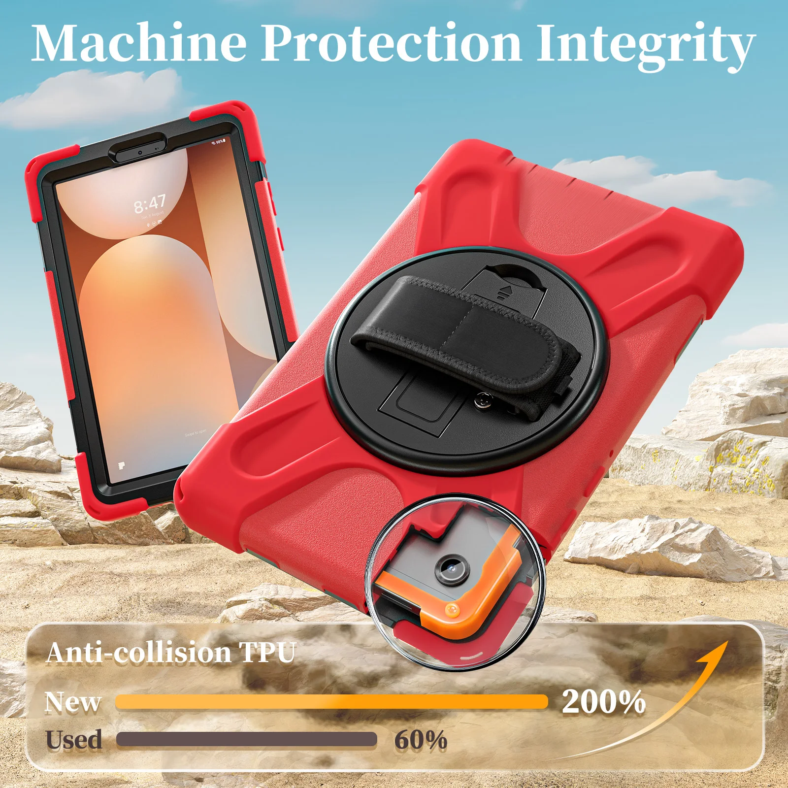 

360 degree rotate stand case Kids Students Case For Tablet case for Samsung Galaxy Tab A11 + 2025 11" 8.7" With shoulder strap