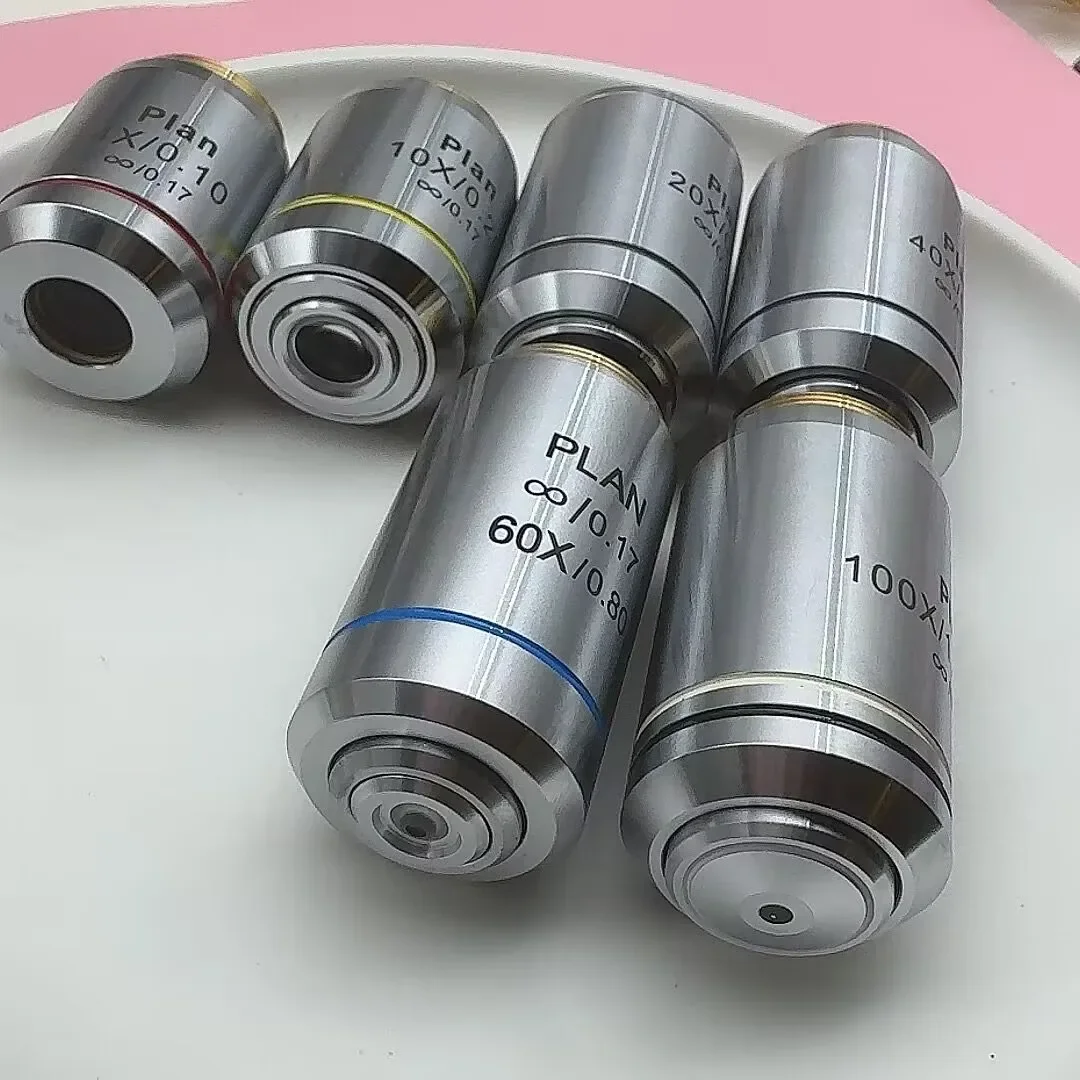 Professional 4X 10X 20X 40X 100X Infinity Plan Objective Lens 195 Achromatic Objectives for Olympus Microscope