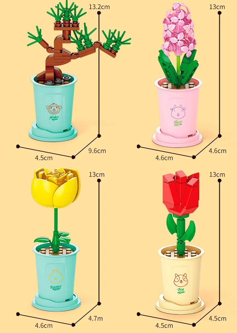 Hot Moc Blumen DIY Topfpflanzen Mikro landschaften Mini Kunst Bausteine setzt Modell Puppen Ziegel Mädchen Spielzeug Geschenke