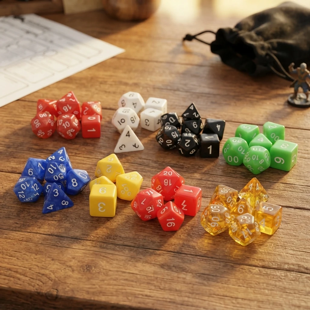 Acrylic Multi-Sided Dice, 7-Piece Set with Black Velvet Bag, Precision Engraved Numbers for TRPG Enthusiasts & Collectors TMZ