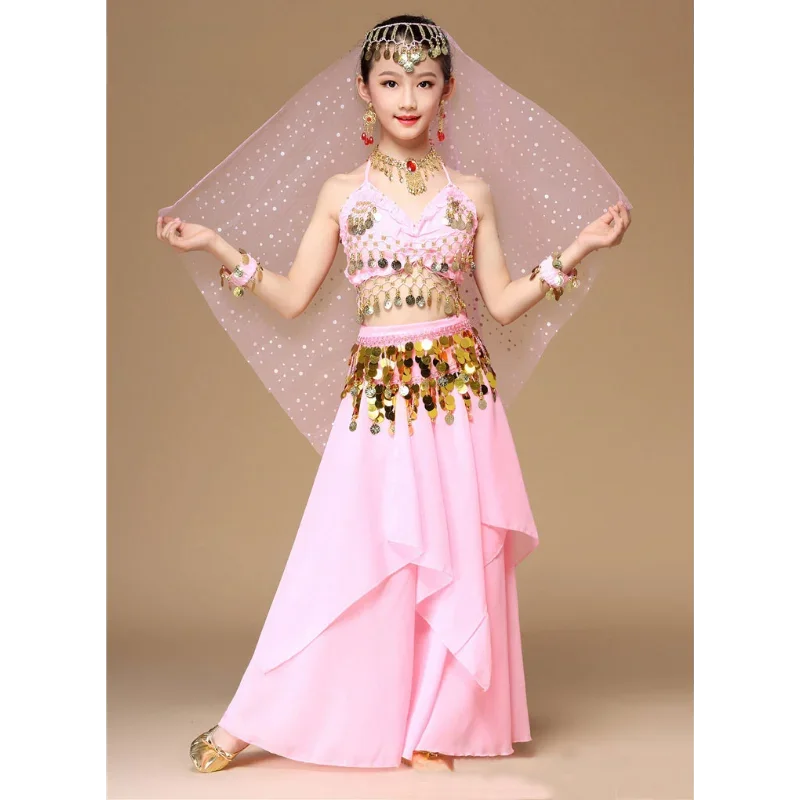 어린이 밸리 댄스 소녀 의류, 인도 무용 의류 세트, 어린이 무대 공연 의류