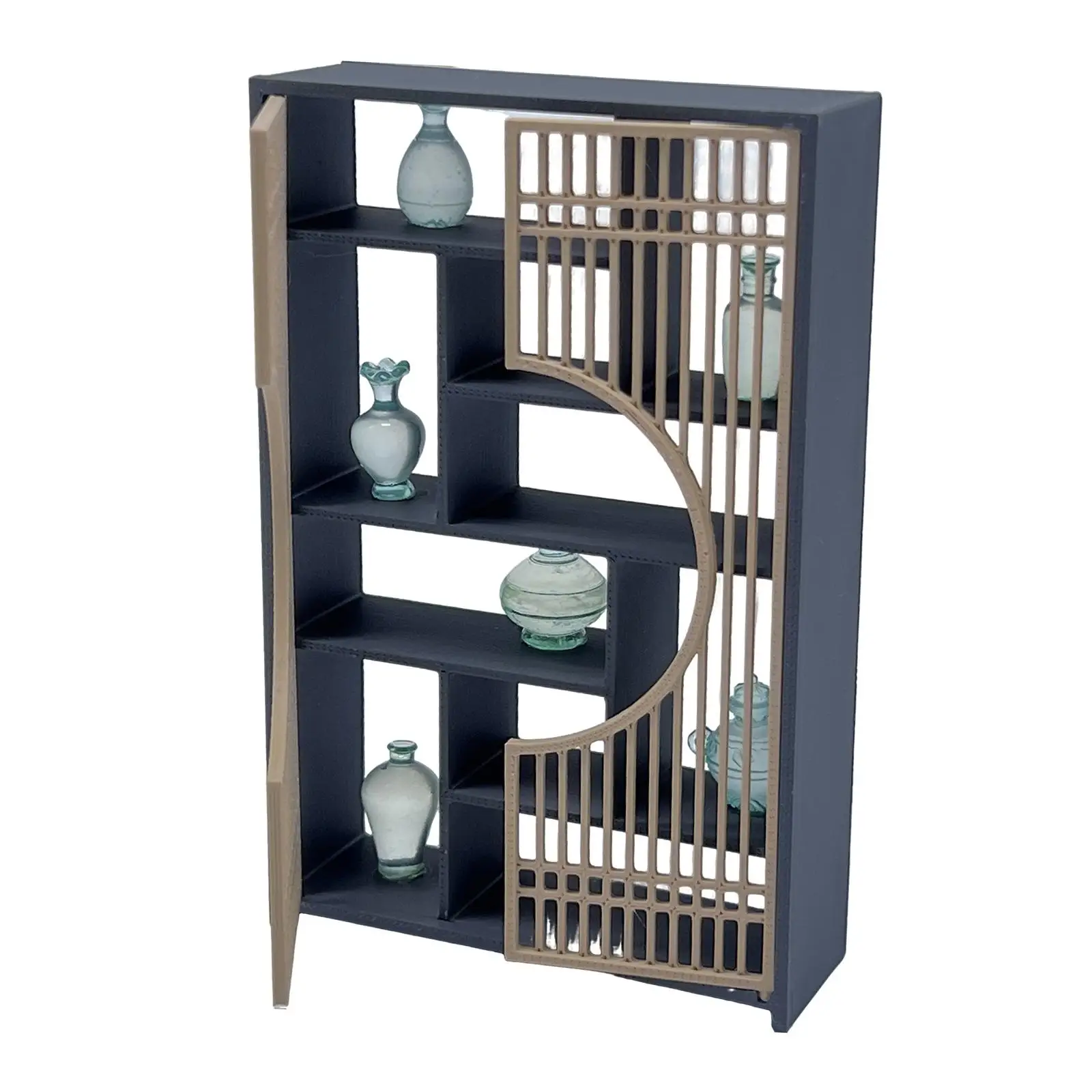 

Chinese Miniature Display Cabinet Model ,1/12 ,Accessory ,Mini DIY Scene Ornament, Crafts ,Simulation Dollhouse Display Shelf