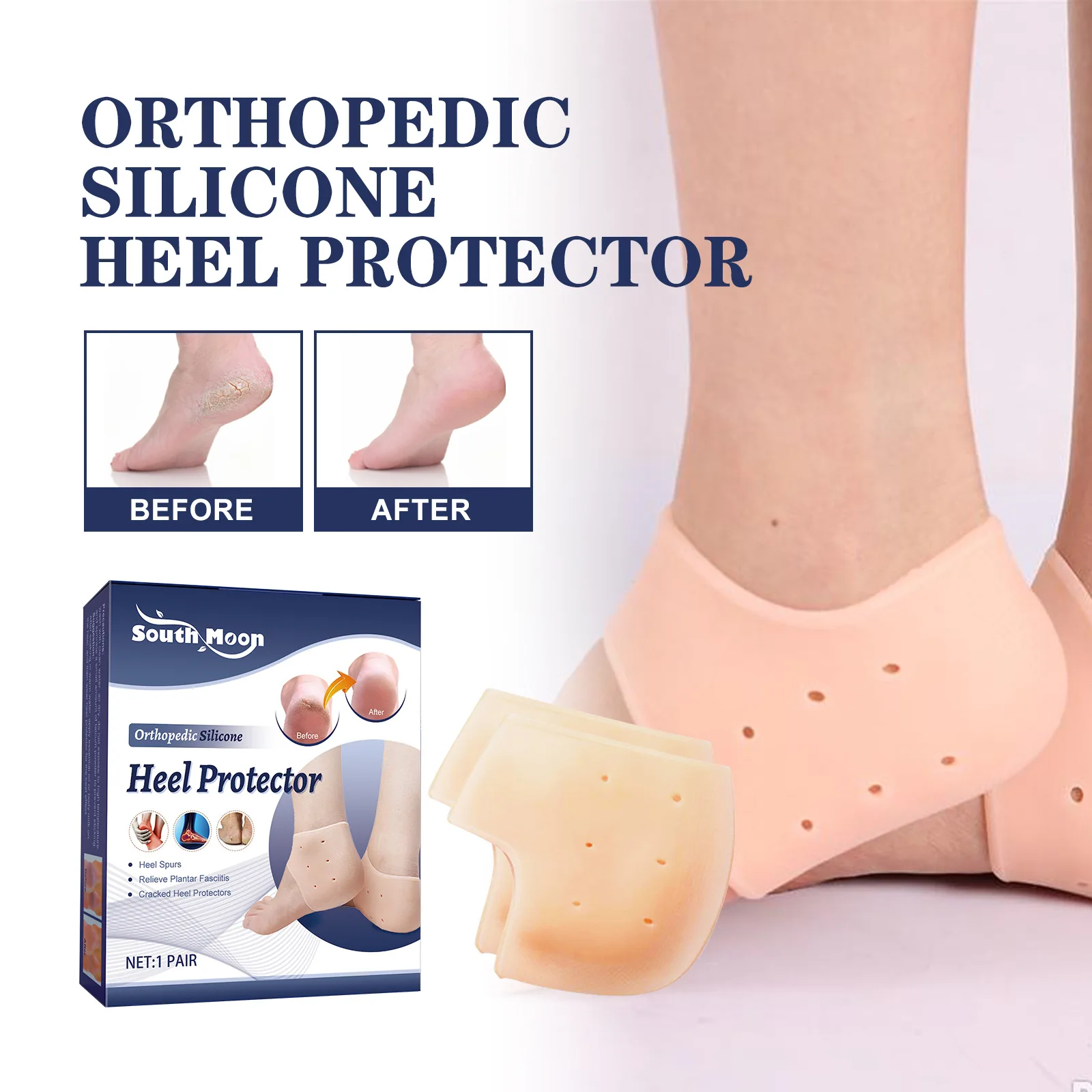 South Moon protezione del tallone in Silicone cuscinetti per sperone del tallone per alleviare il dolore alla fascite plantare riduce la pressione protezione per la cura del piede Anti screpolato