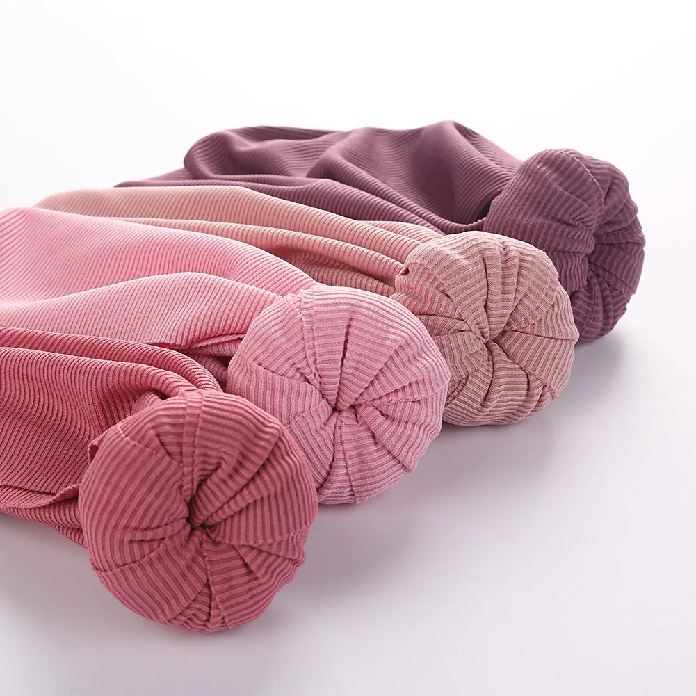 Turbante para bebés, accesorios para recién nacidos, diadema de Nudo sólido para niños pequeños, turbante de algodón, gorro de invierno