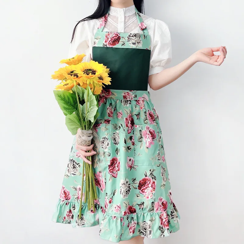 Aprons Flower Korean Style Oil Painting Gardening Flower Edge Fragmented Flowers Pretty Flower Art Japanese New 2024