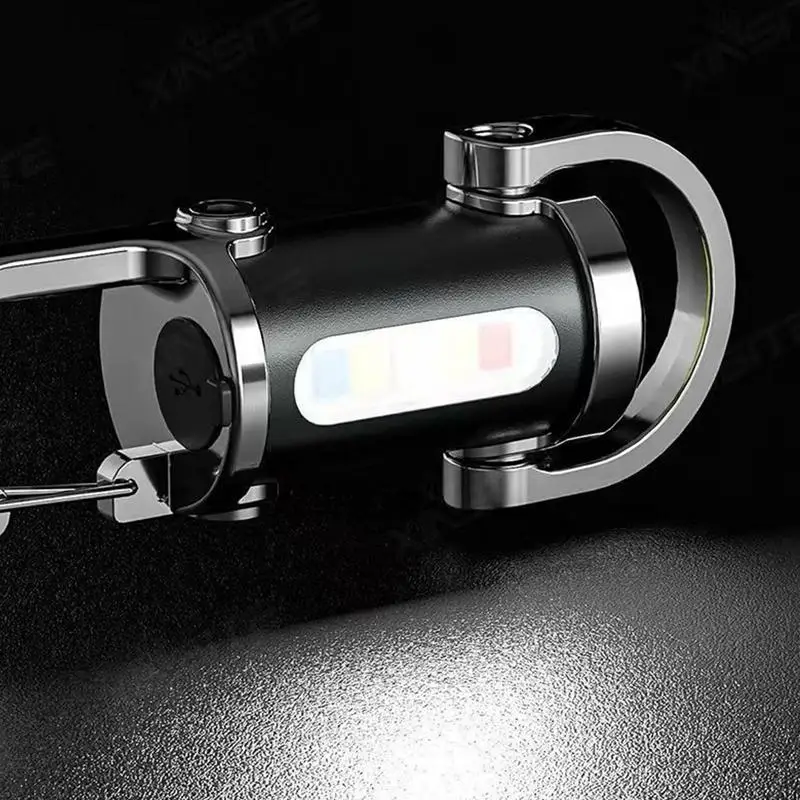 強力な COB LED 懐中電灯キーホルダー USB 充電式吊り下げポータブル懐中電灯防水キーリングキャンプウォーキングポケットランプ