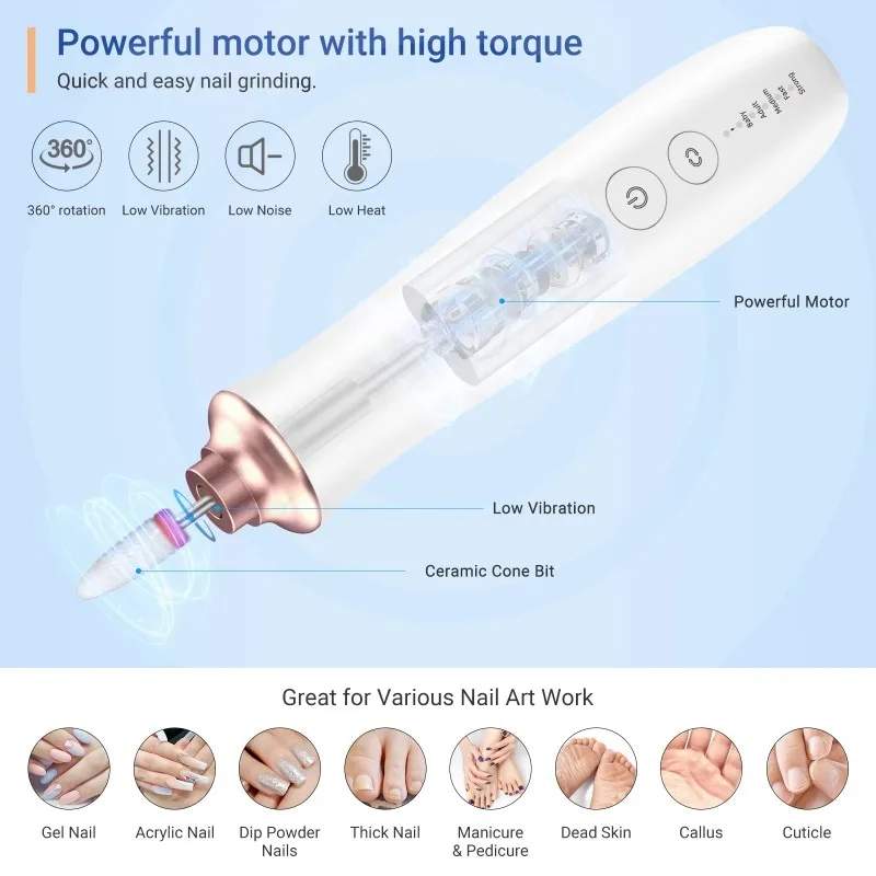 Handpiece E-File Nail Polish Equipment 2026 Hot Sale Usb Charging Home Use Nails Salon Art Tools Set Portable Nail Drill Machine