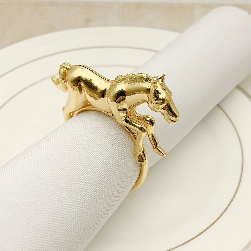 24PCS New Christmas pony napkin ring gold and silver napkin ring metal napkin buckle suitable for wedding decoration