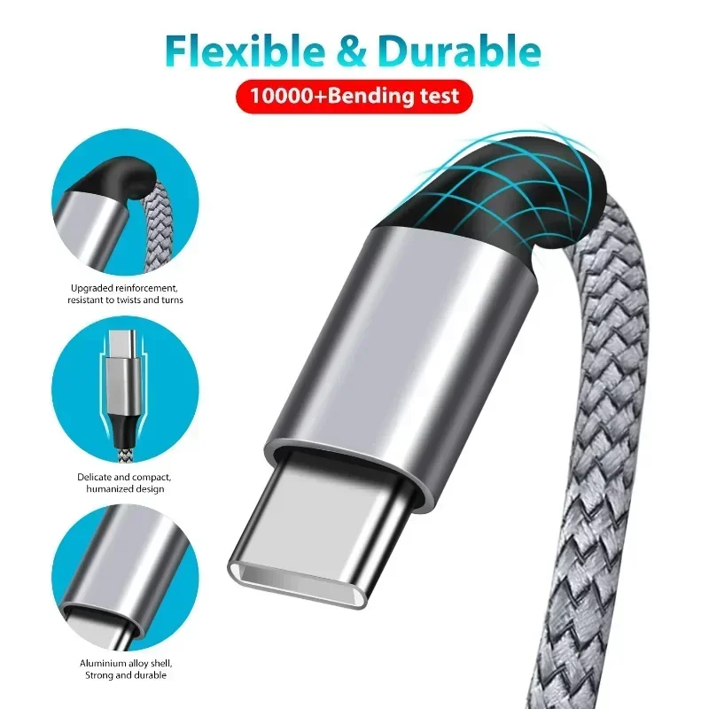 6A Extended USB TYPE-C Cable Braided Data Cable for Samsung Huawei Xiaomi Switch Sony PS5 TYPE-C 8m 5m Cable