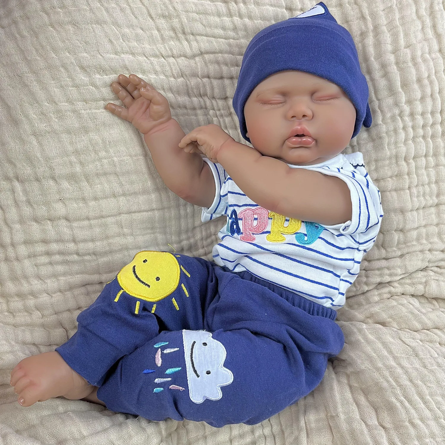 BZDOLL Śpiąca Lalka Reborn 50 cm (20 cali) Realistyczna, z Materiałowym Ciałem, Naturalna Skóra 3D, Grubaska, Modny Prezent Urodzinowy dla Dziewczynki