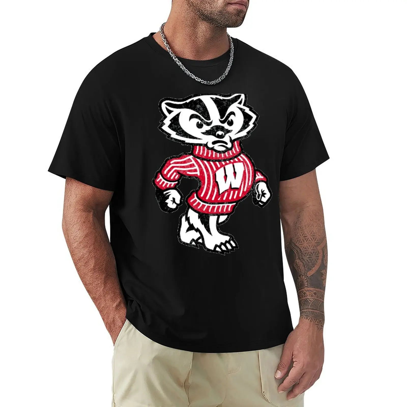 

University of Wisconsin Badger Watercolor T-Shirt tshirts personalised customs tees shirts graphic tees plain white t shirts men