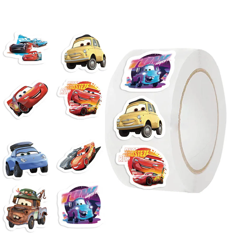 500PCS Disney Animation Movie Cars Roll Sticker Cool Cartoon Cute Fun Lightning McQueen Graffiti DIY Phone Case Decal Kids Toy