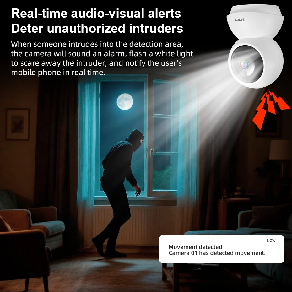 Indoor PTZ WiFi Camera 5MP HD Tuya Smart Motion Detection Real-Time Two-Way Audio Night Vision Security