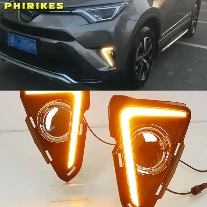

Для Toyota RAV4 2016 2017 2018 автомобильные светодиодные DRL дневные ходовые огни поворотный сигнал противотуманные фары авто фонари аксессуары для ламп