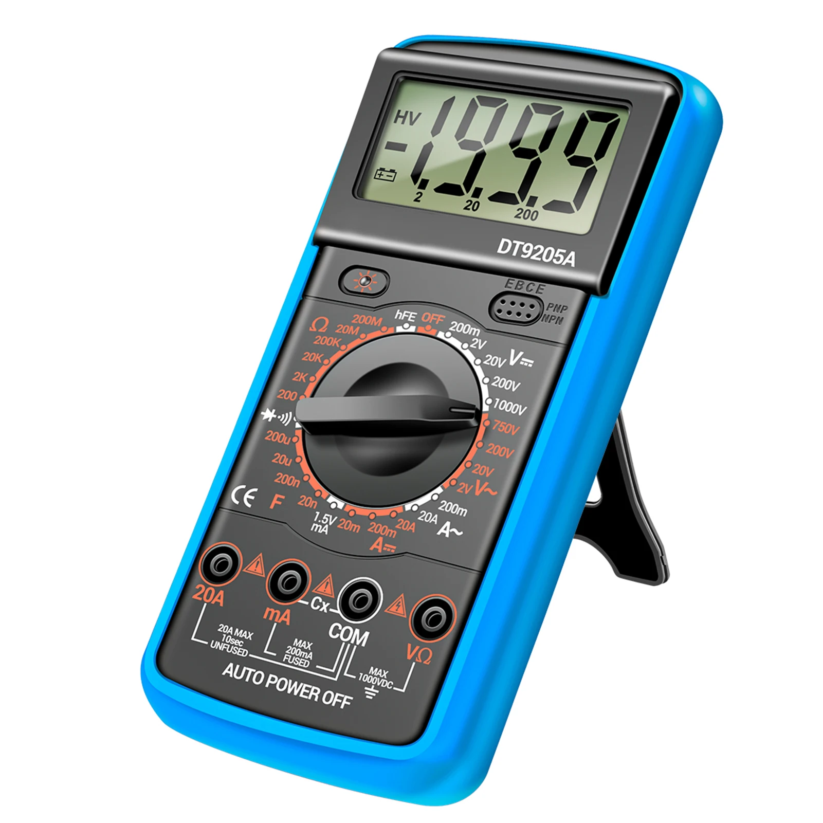 Medidor Universal Multi Testador com Estrutura de Suporte Extensível Multímetro Digital Detecção de Curto-circuito Modo de Baixo Consumo de Energia