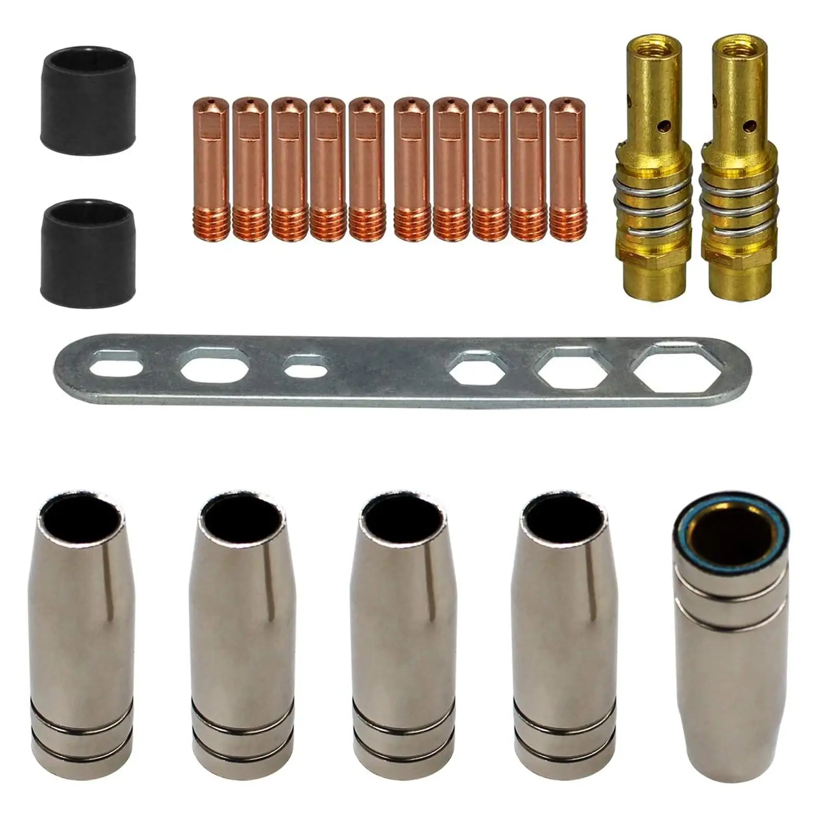 Welding Torch Consumables Kit Copper Gas Nozzle Power Nozzle Nozzle Stem Insulator Tool for MIG TIG Welding Machine Repair Parts