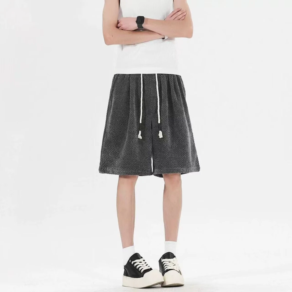 

Waed out American Color Men's Sport orts Loose Casual Baskeall Five-Quarter Pants Trendy Summer Sportswear