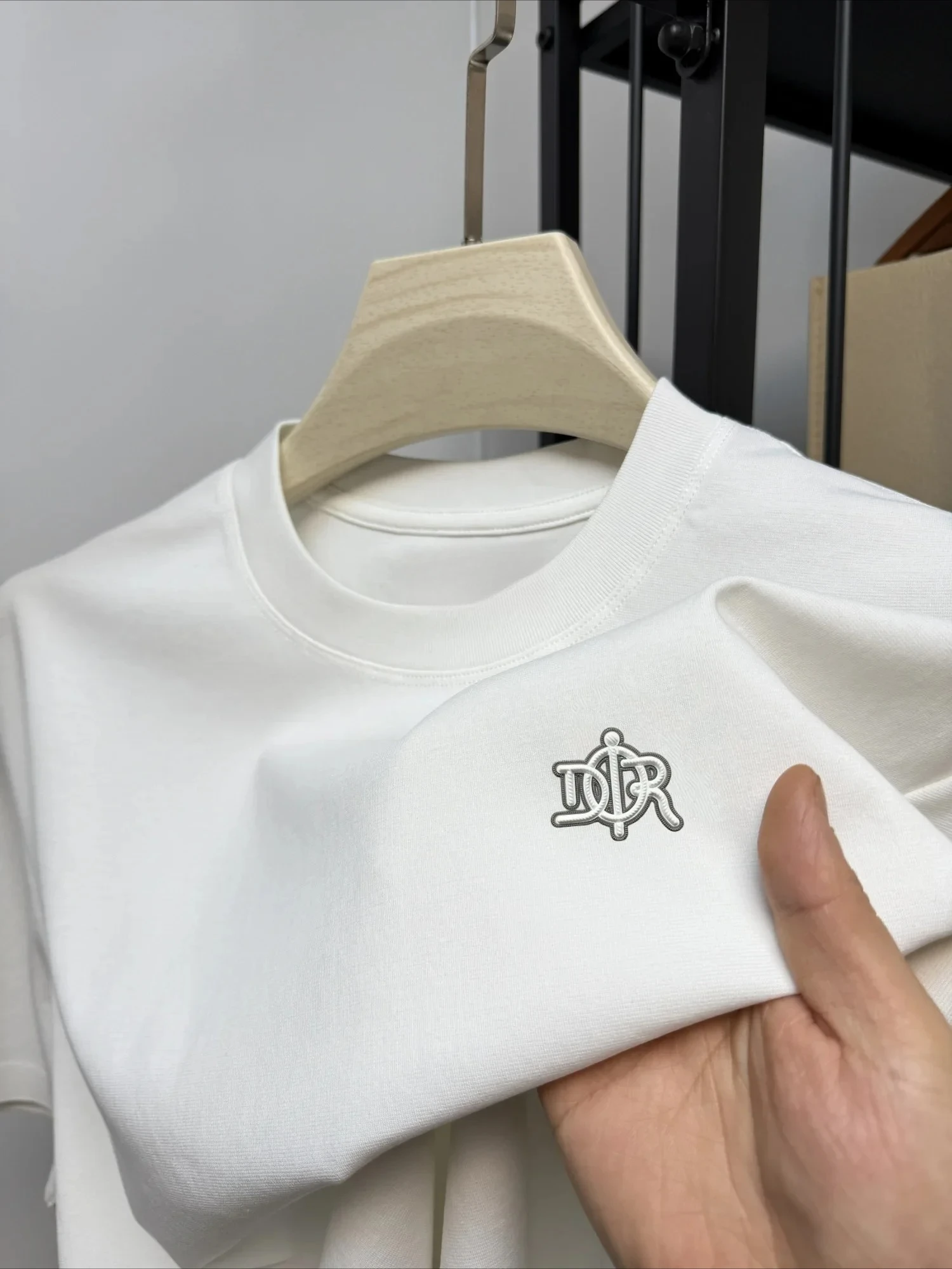 2026 Summer Vintage Oversized T‑Shirt For Adults Kids Minimal Small Badge Embroidered Art Letter Loose Short Sleeve Street Tee