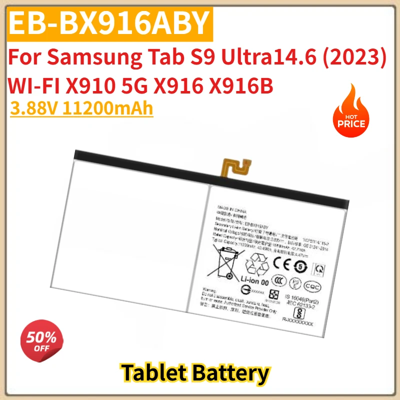 High Capacity EB-BX916ABY Tablet Battery 3.88V 11200mAh For Samsung Tab S9 Ultra14.6 (2023) WI-FI X910 5G X916 X916B Brand New