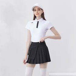 Golfist Golf Women's Summer Polo T-shirt Breathable Causal Sportswear Tennis Golf Pleated Skirt