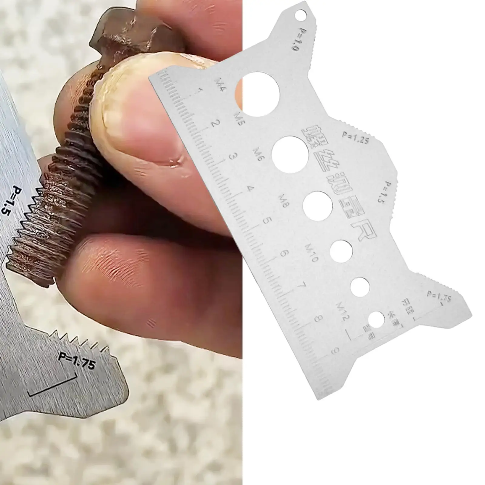 Screw Measuring Gauge Thread Tester Portable Screw Sizing Tool for Mechanical Engineers Enthusiasts