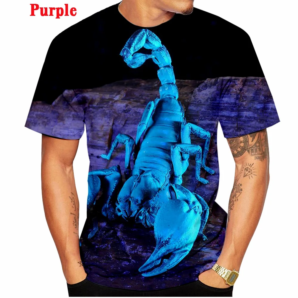 2022 Men's Fashion Tops Summer 3D Printed Scorpion Short Sleeve T-Shirt Hip Hop Streetwear Tee