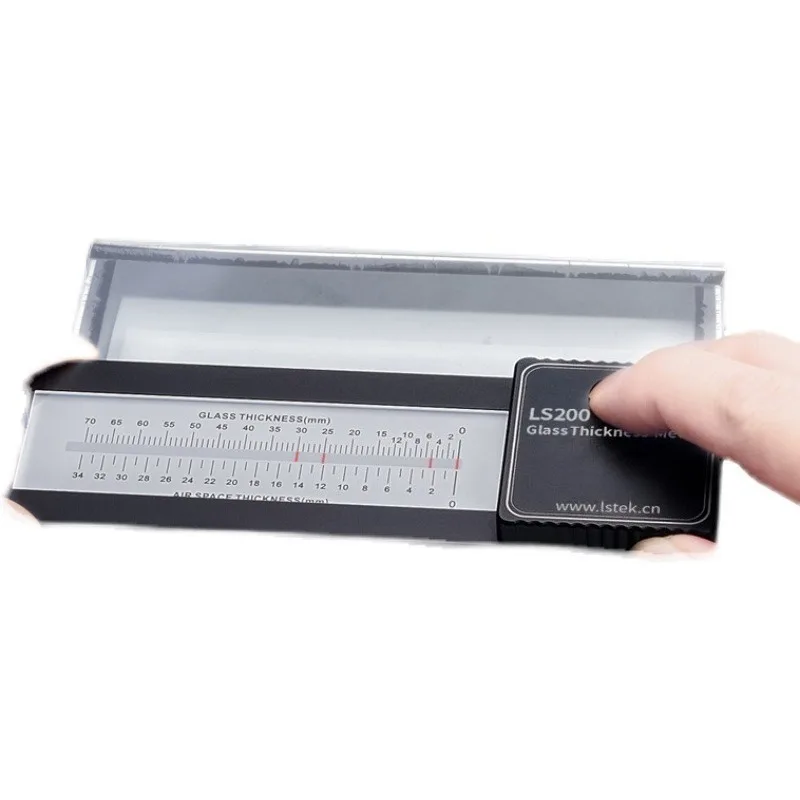 LS200 Scale Glass Thickness Gauge Digital Insulated Glass Meter, Double Glazed Curtain Wall Measuring Tool