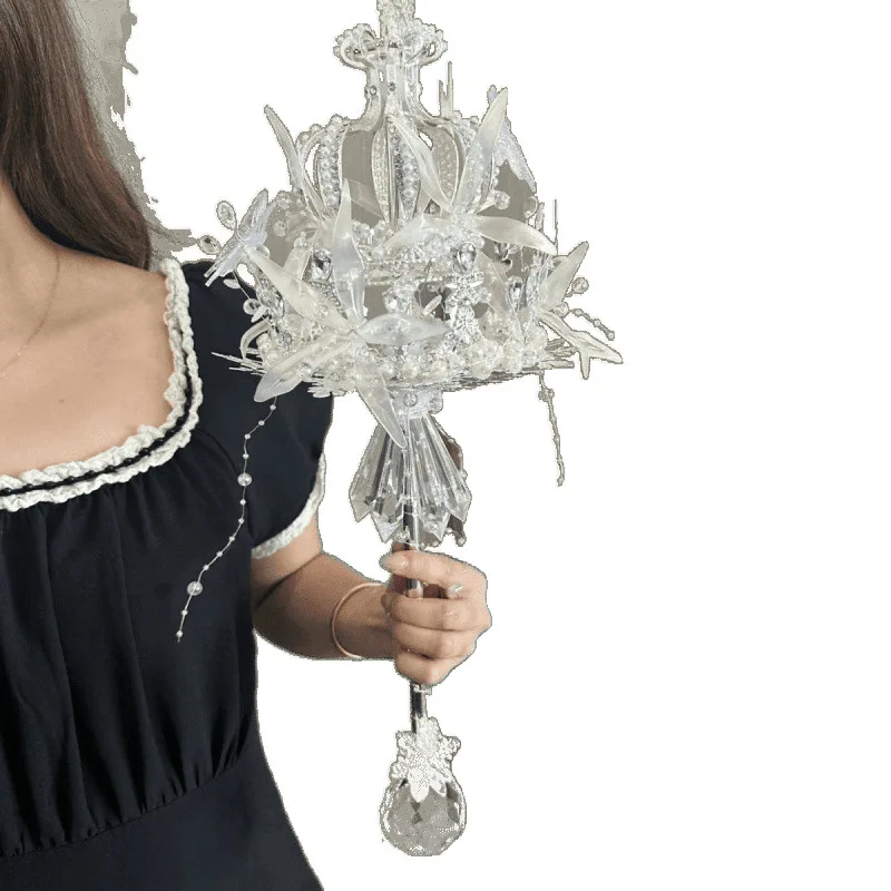 

Bride wedding moon glacier scepter Diy handmade luxury crystal hand bouquet premium gift DIY