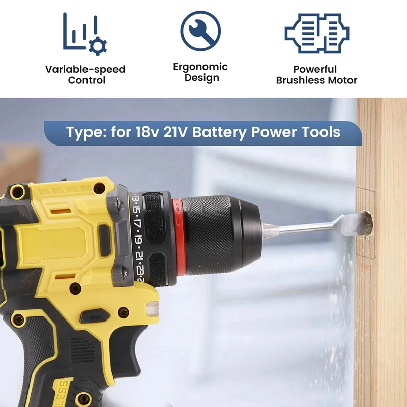 Electric Drill 3/8Inch 90Nm Cordless Electric Drill Brushless Hand Screwdriver For 18V 21V Battery Power Tools