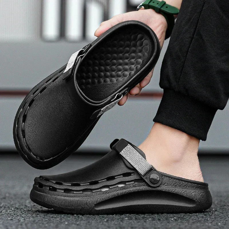 Quick-Dry EVA Solid Color Mens Sandals Fashion Trendy Lightweight Outdoor Travel Essentials Beach Shoes Casual Men's Slippers