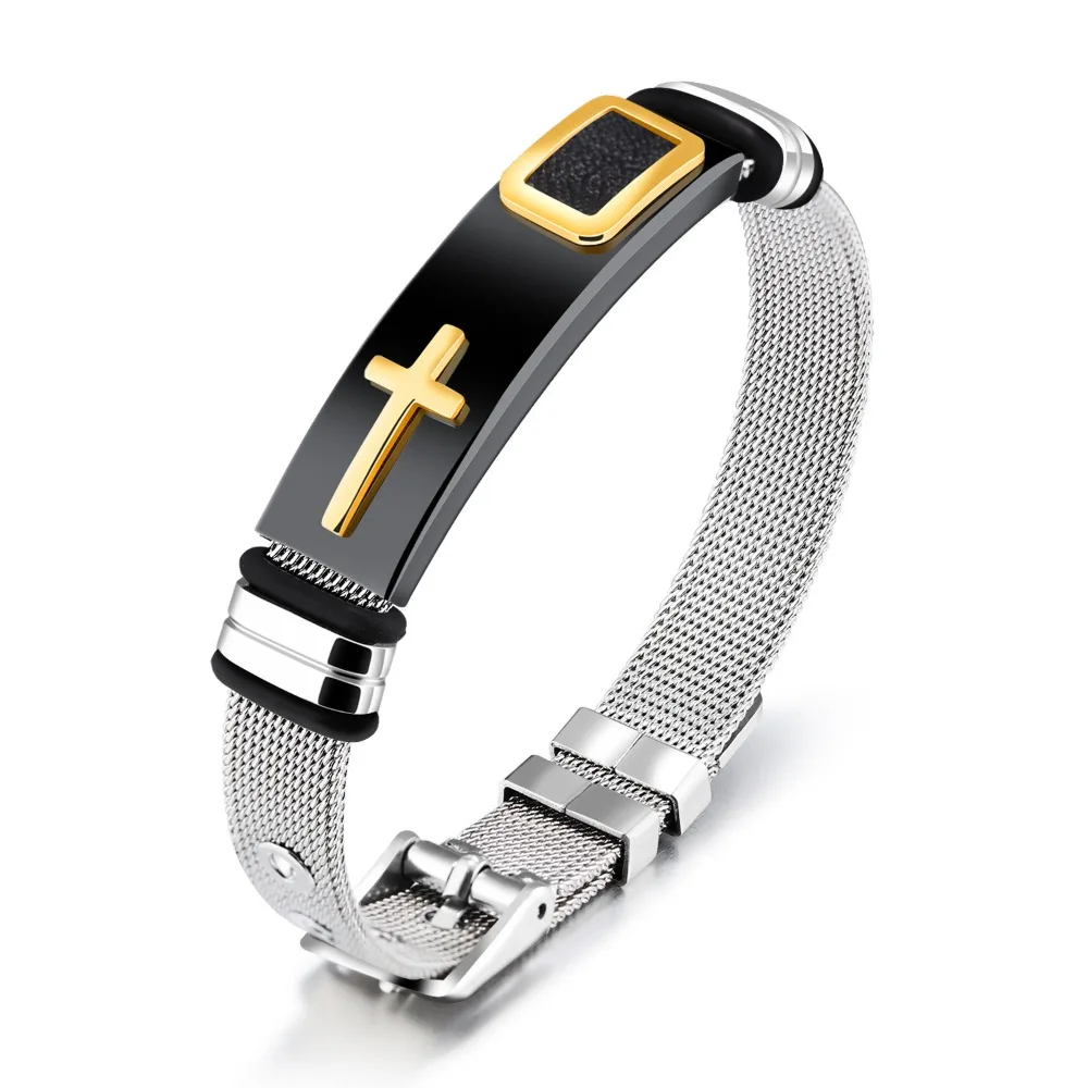 

Unique Stainless Steel Cross Bangles Adjustable Classic Couple Bracelet Waterproof Men's Jewelry Casual Wear