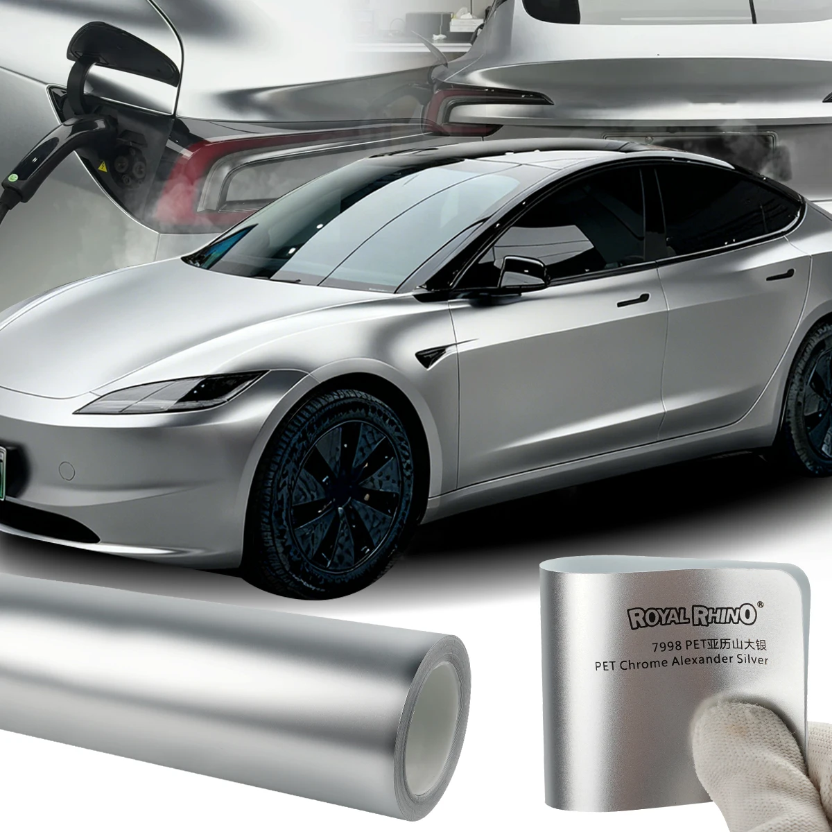 

Пленка виниловая самоклеящаяся Alexander Silver Car Packag Film, 152 см x 18 м, с отводом воздуха, меняющая цвет, для дверей/передней панели/зеркал заднего вида