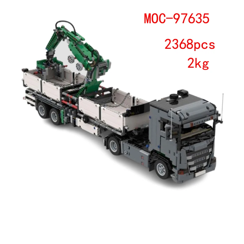 In stock: MOC-97365 With Grab, Crane, Trailer, Truck, Small Pellets, Building Blocks, Models, Toys, Gifts, Ornaments