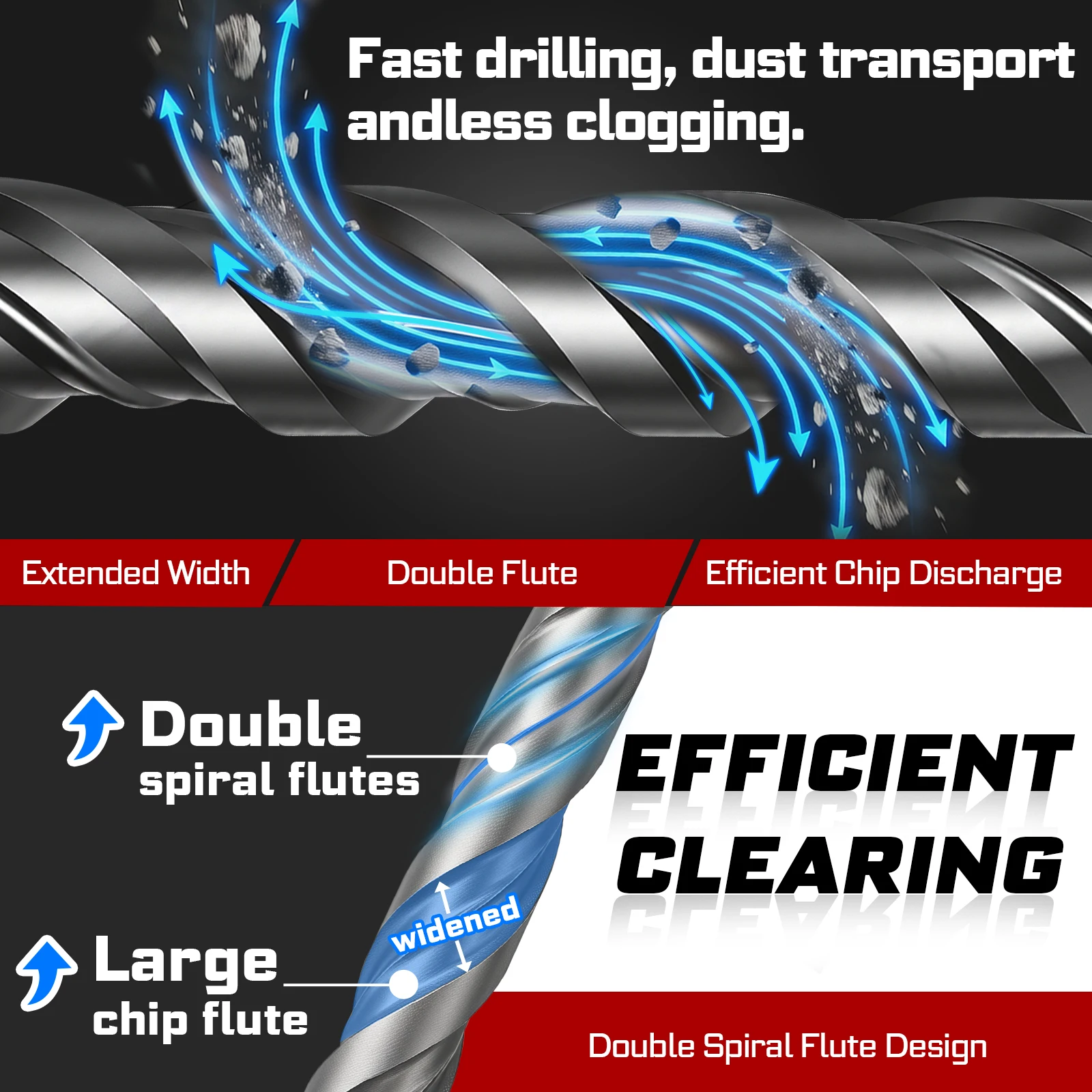 Geinxurn SDS Plus Drill Bit Set, Ultra‑Sharp Wear‑Resistant Ideal For Concrete Brick Construction & Household DIY Projects