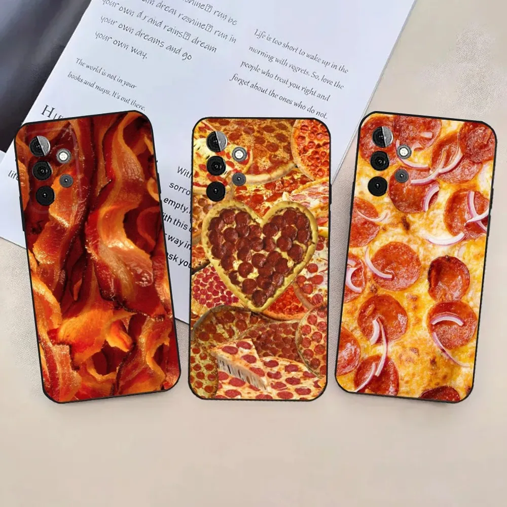 Funda de teléfono con comida, patatas fritas, cerveza, queso, para Samsung Galaxy A13,21s,22,31,32,52,53,71,80,91, funda negra suave