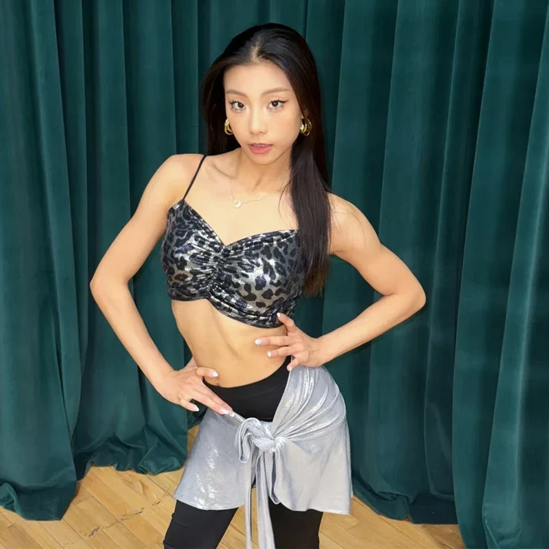 Dames Rumba Latin Dans Kleding Sexy Luipaard Top Tie-up Rok Volwassenen Chacha Latin Danswedstrijd Kostuum Past SL12930