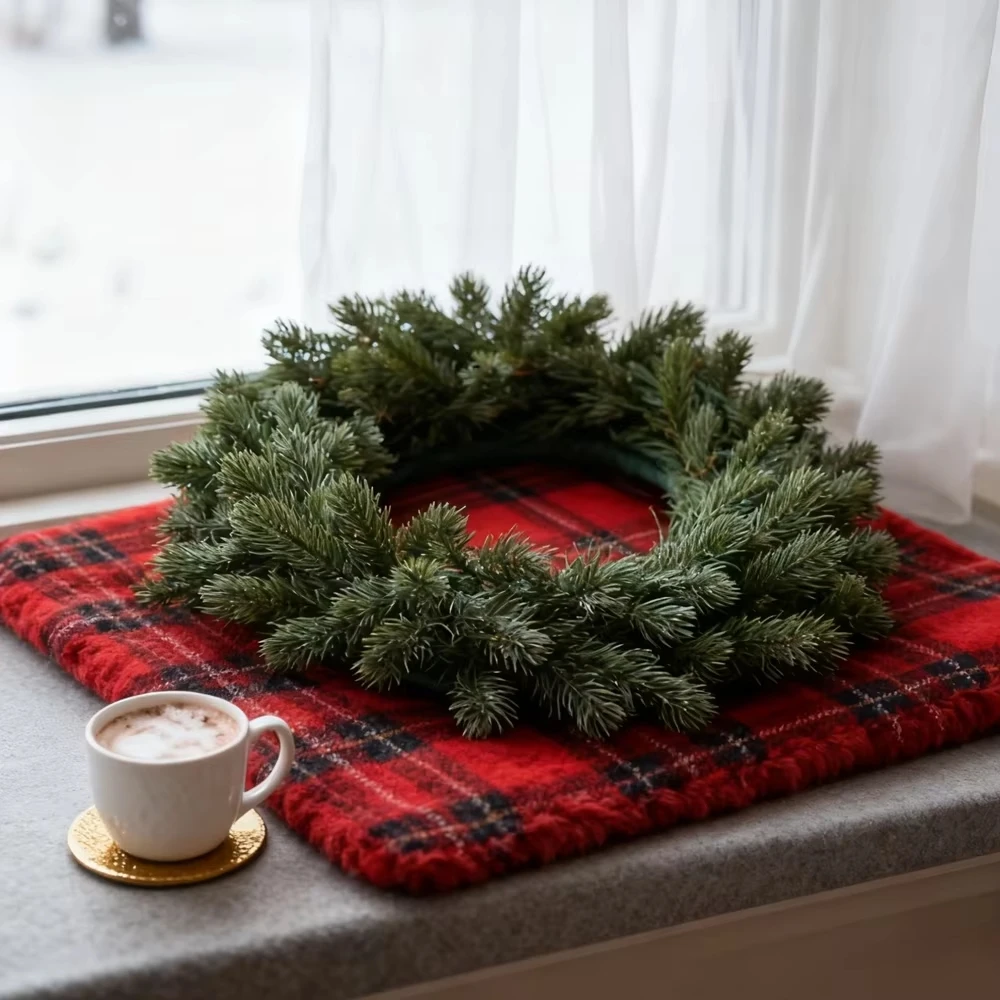 Artificial Pine Wreath Plant Christmas Decoration Holiday Party Garden Wedding Home Dining Table Wall Arch Door DIY Centerpiece view 2