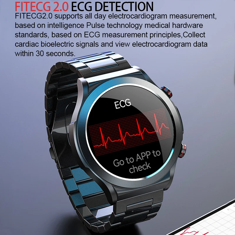 2024 New ECG+PPG Pulse Physiotherapy Smart Watch Men Full Touch Screen Blood Sugar Health Management Bluetooth Call Smartwatche