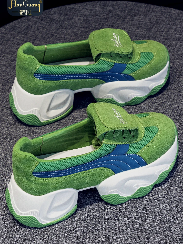 

2025 новые популярные весенние универсальные корейские туфли для папы на толстой подошве с мелким горлышком и круглой головкой